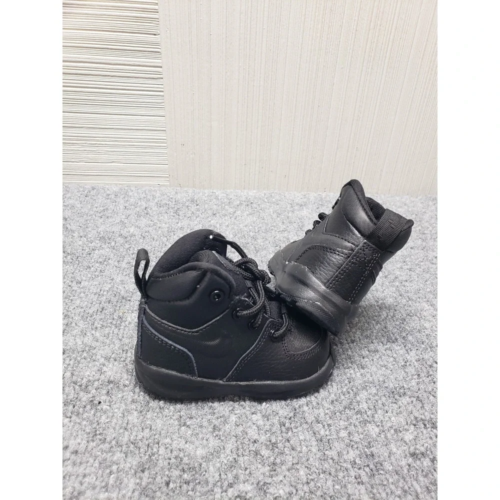 Nike Manoa LTR Toddler Sneaker Shoe 4C Black Leather Boots High Top Lace Up Wear